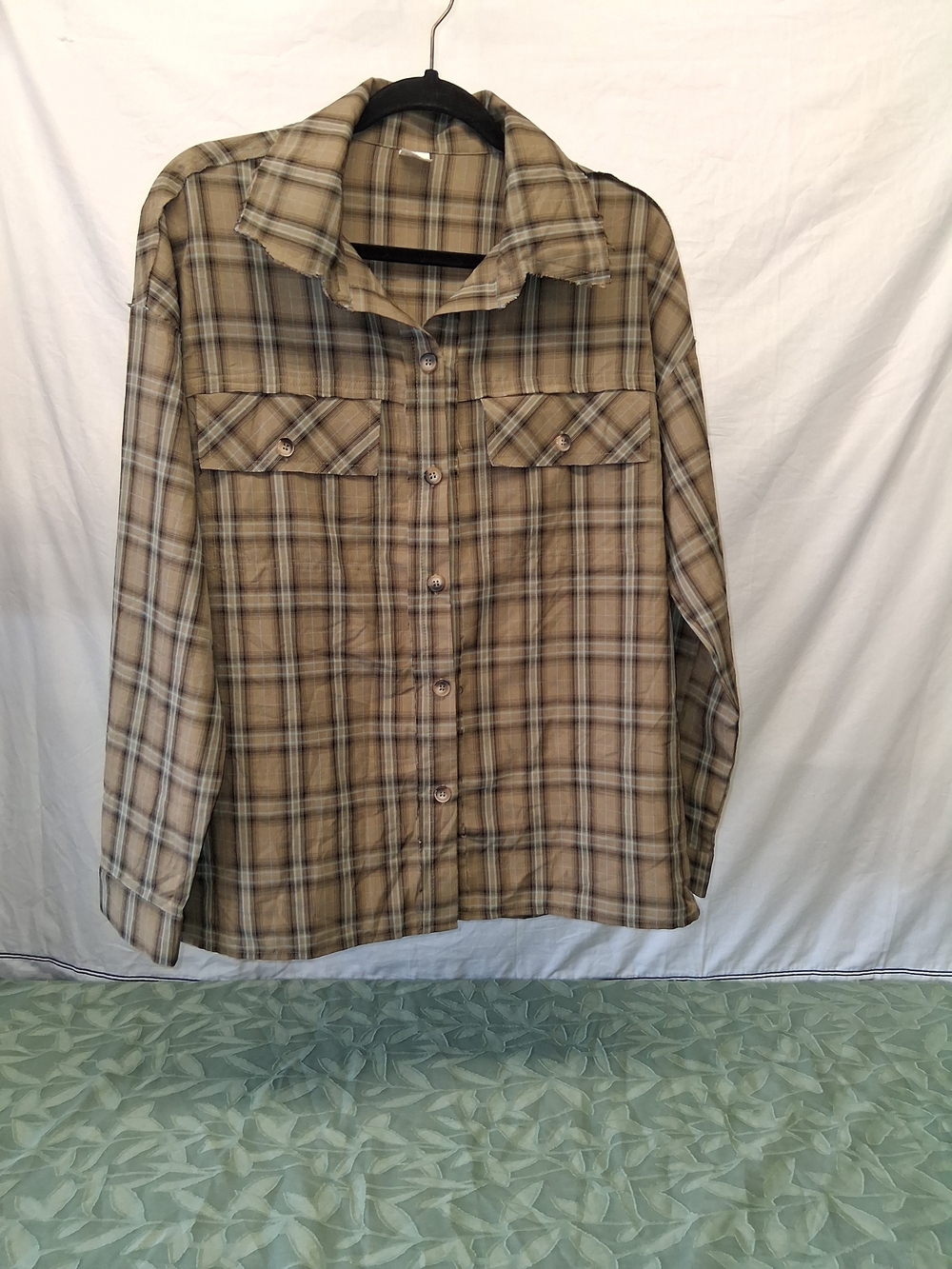 Sew In Love Tan Plaid Lightweight Shirt Jacket